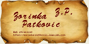Zorinka Patković vizit kartica